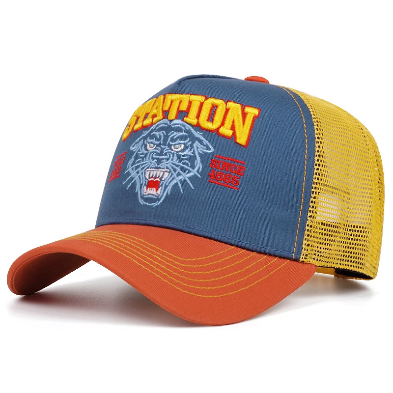 2025 Fashion New STATION Tiger Head Personalized Truck Hat Street Dance Hip Hop Hat Daily Cycling Sunshade Baseball Hat Mesh Hat thumbnail 5