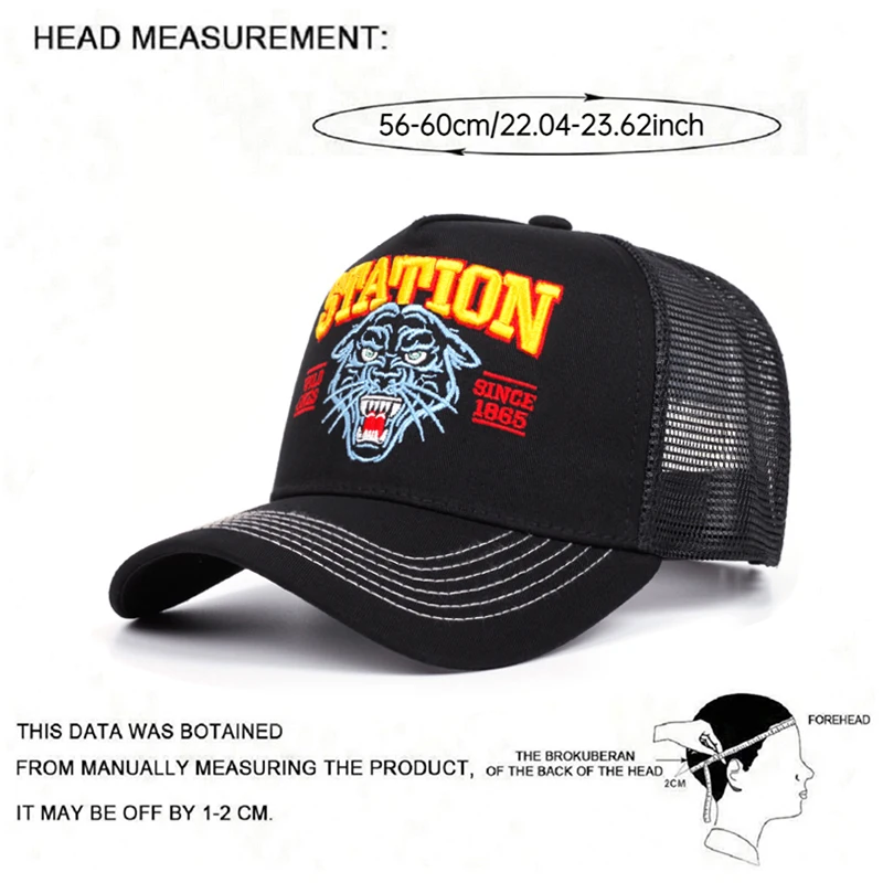 2025 Fashion New STATION Tiger Head Personalized Truck Hat Street Dance Hip Hop Hat Daily Cycling Sunshade Baseball Hat Mesh Hat thumbnail 6
