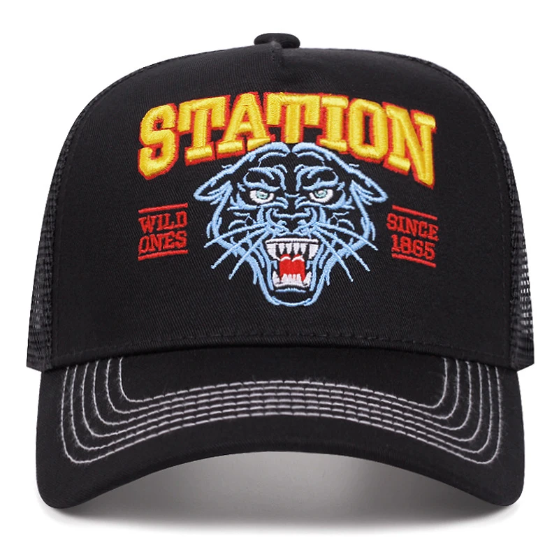 2025 Fashion New STATION Tiger Head Personalized Truck Hat Street Dance Hip Hop Hat Daily Cycling Sunshade Baseball Hat Mesh Hat thumbnail 2