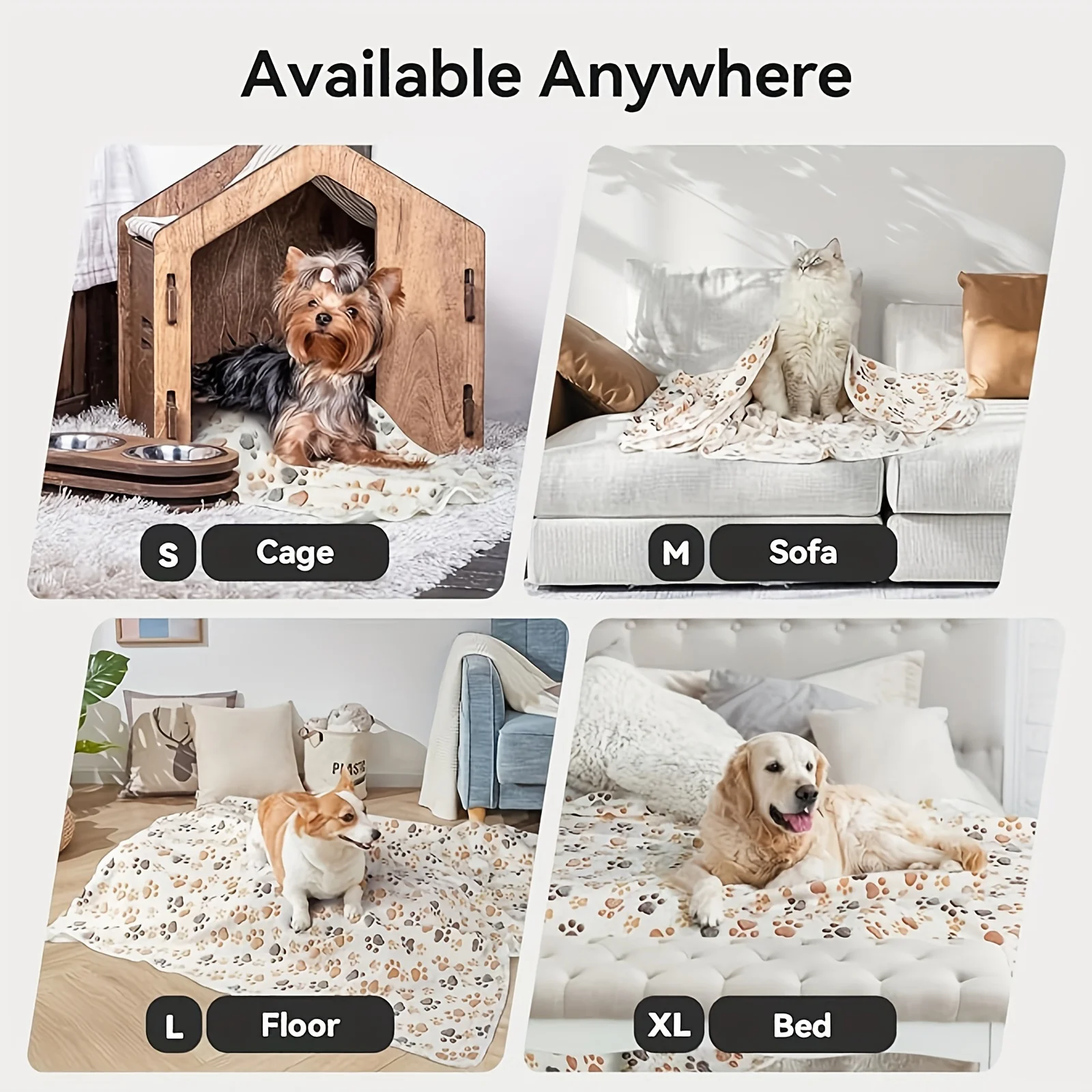 Flannel Pet Blanket,Cute Dog Paw Print Blanket Pet Mat for Puppy Kitten Warm and Comfortable Blanket Suitable For Cats And Dogs thumbnail 5