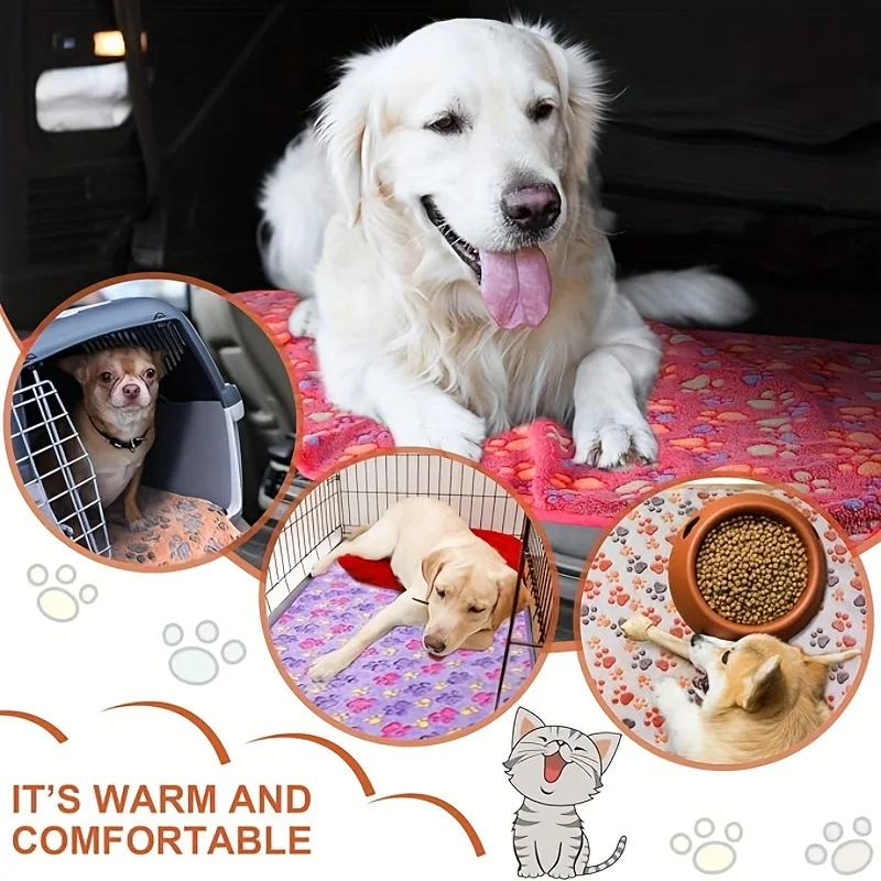 Flannel Pet Blanket,Cute Dog Paw Print Blanket Pet Mat for Puppy Kitten Warm and Comfortable Blanket Suitable For Cats And Dogs thumbnail 3