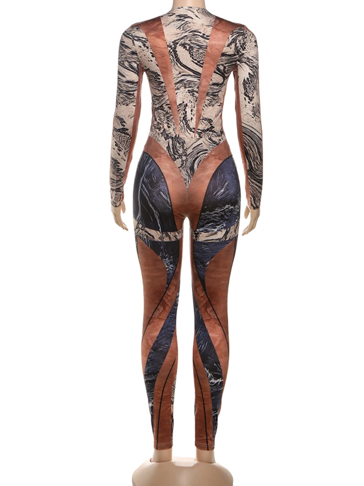 Nibber Fit Colorful Patchwork 2 Piece Set Women Fall Trend Hipster Bodysuit Tops+Leggings Tight Stretch Matching Street Outfits thumbnail 6