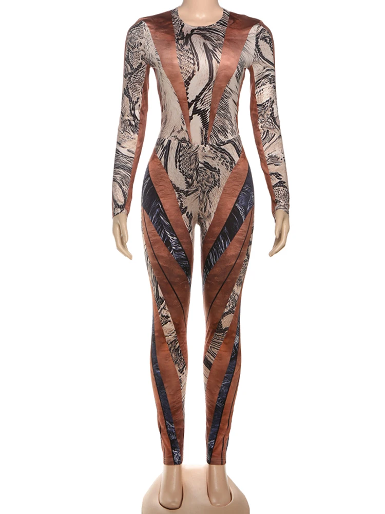 Nibber Fit Colorful Patchwork 2 Piece Set Women Fall Trend Hipster Bodysuit Tops+Leggings Tight Stretch Matching Street Outfits thumbnail 5