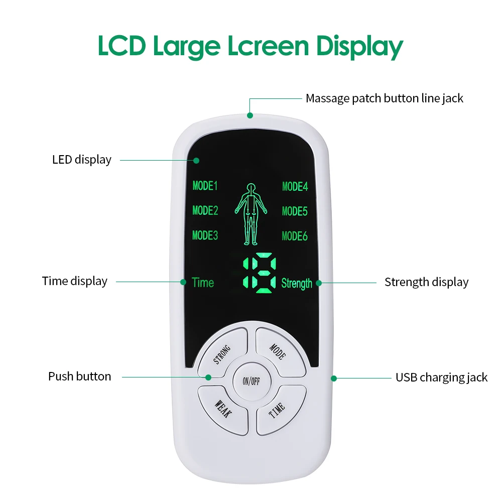 6 Modes Tens Electric Massager Muscle Relax Device Full Body Stimulator Back Waist Knee Healthy Care Patchs Digital Massage Tool thumbnail 4