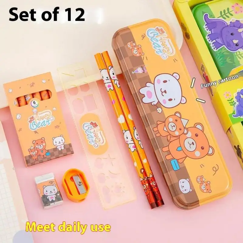 7Pcs/Set Cute Cartoon Capybara Pencil Box Stationery Set Kawaii Eraser Pencil Sharpener Children Student Stationery Supplies thumbnail 5