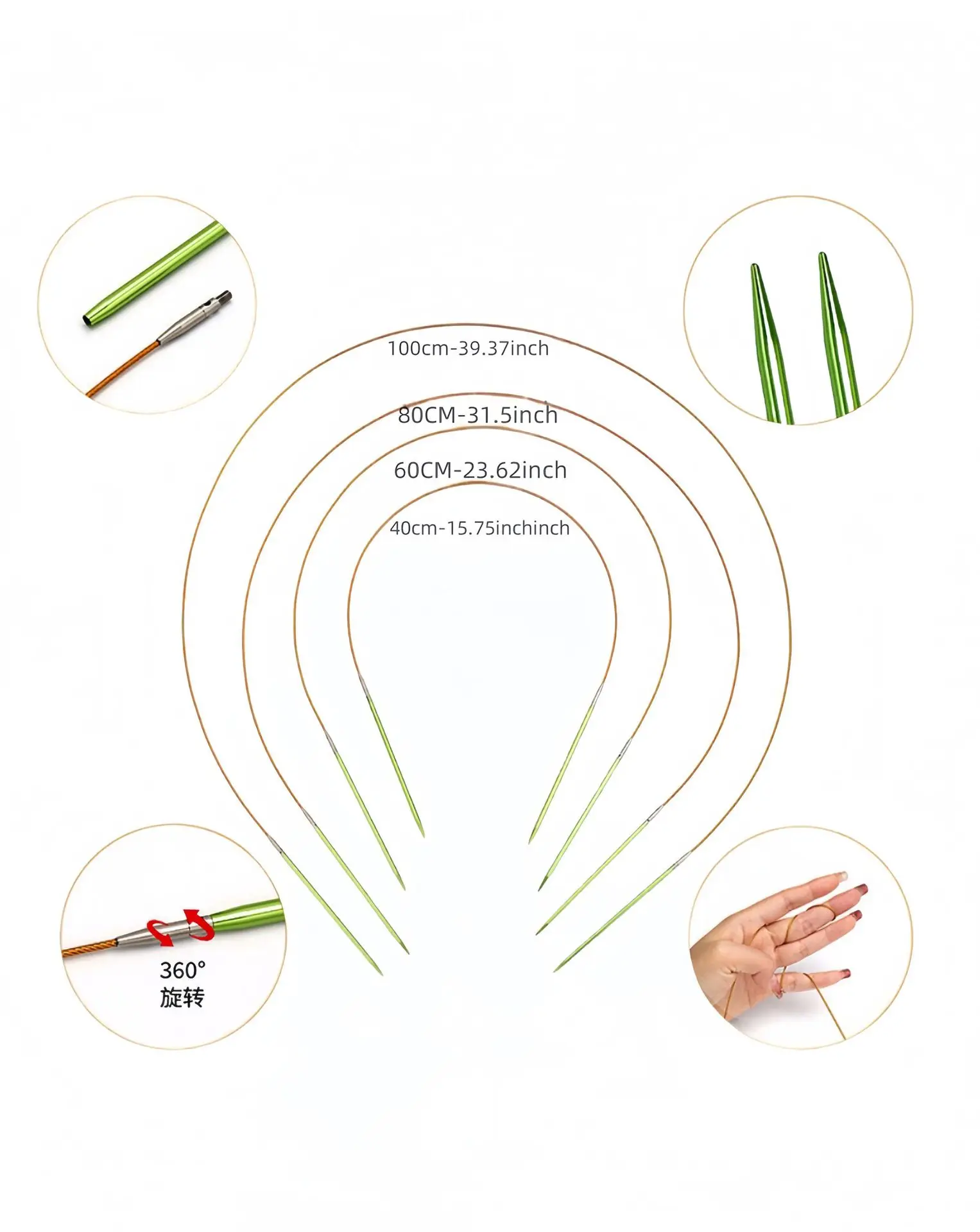 Aluminum Detachable Circular Needle Set with Bag Knitting Needles Hooks Weaving Yarn Knitting Craft Tools Knitted Accessories thumbnail 4