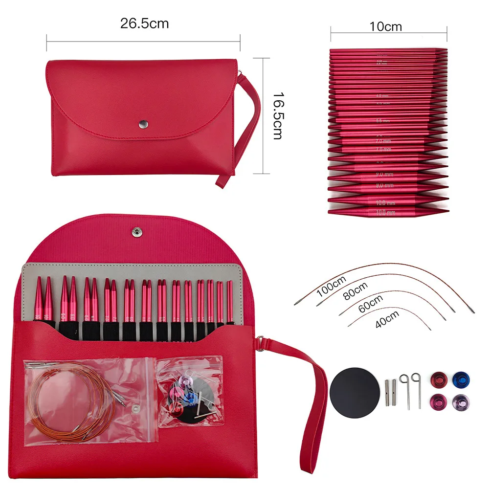 Aluminum Detachable Circular Needle Set with Bag Knitting Needles Hooks Weaving Yarn Knitting Craft Tools Knitted Accessories thumbnail 2