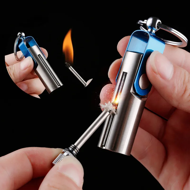 10000 Matches Keychain Lighter Portable Outdoor Torch Creative Smoking Accessories Cool Gift for Men，Cigarette accessories tool