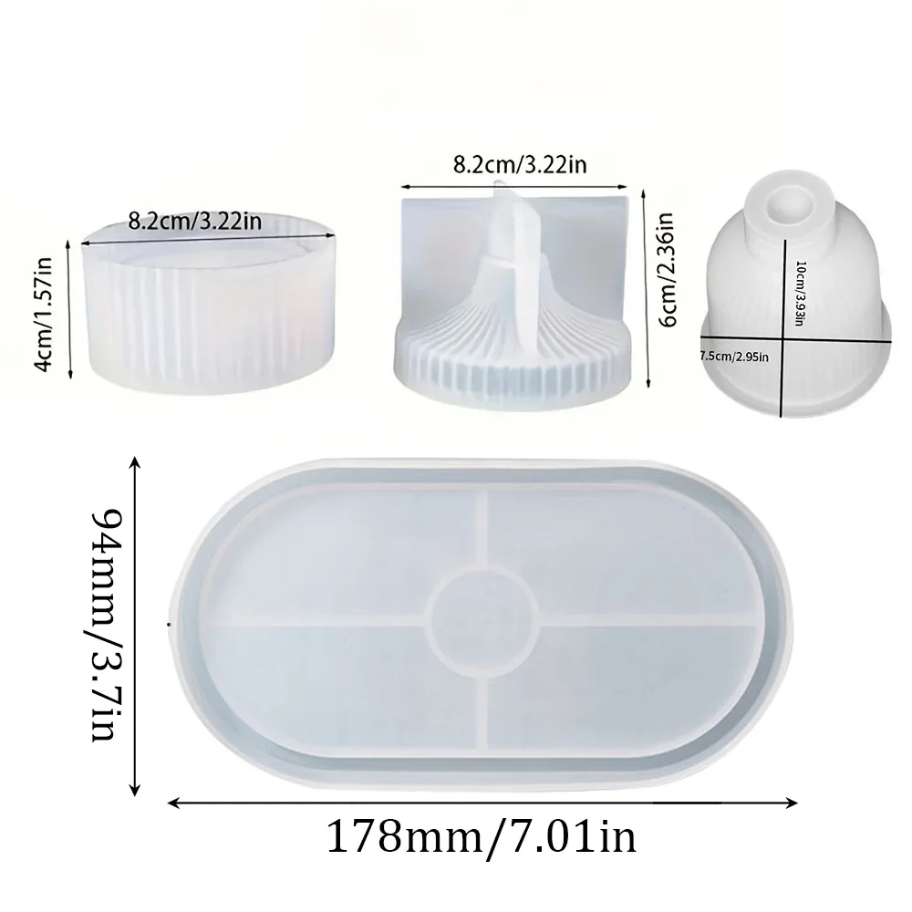 4pcs Silicone Molds Oval Tray Mold, Vase Mold, Jar Mold for Resin Plaster Cement Concrete Casting, DIY Art Crafts, Home Decor thumbnail 4