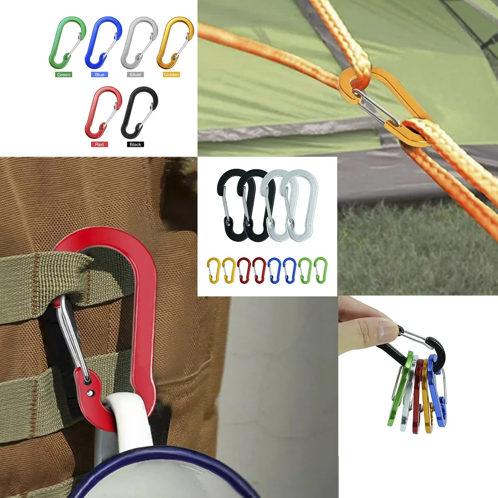 1/6/12pcs Aluminum Carabiner Clip Keychain Carabiners Lock Buckle Snap Outdoor Multi Tool Backpack Camping Hiking Fishing Hook thumbnail 3