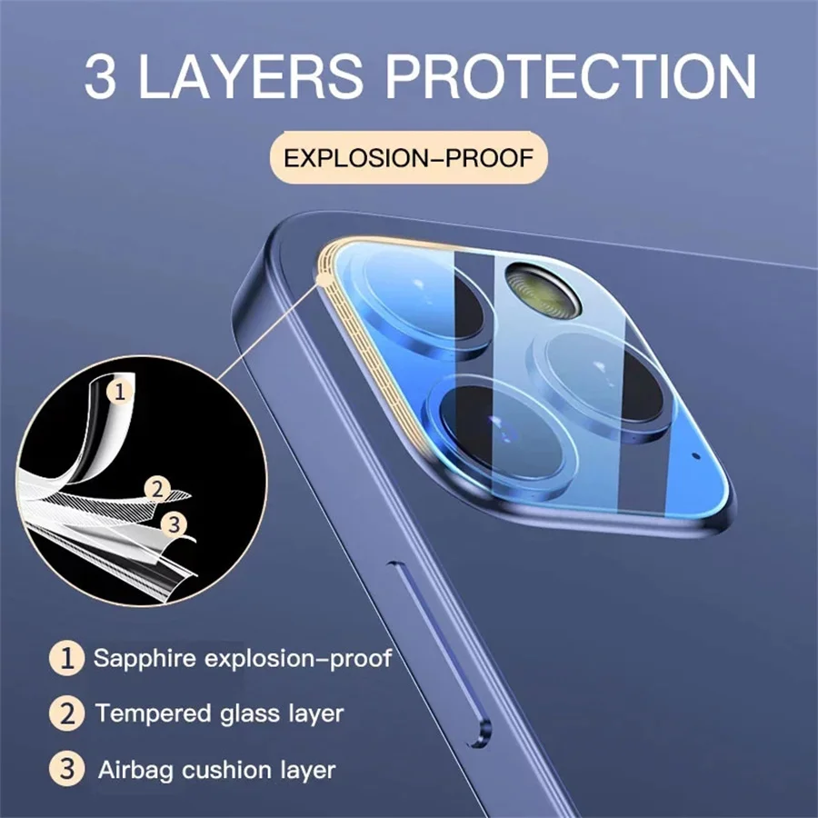 3PCS Camera Lens Glass For iPhone 17 Air 16 Pro Max 16 Plus 15 14 11 13 12 Mini HD Clear Lens Protective Glass For iPhone 16 Pro thumbnail 3