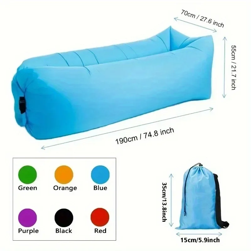Portable Folding Single Air Sofa Outdoor Fast Inflatable Sofa Bed No Air Pump Required Beach Sleeping Bag Camping Picnic Partner thumbnail 6