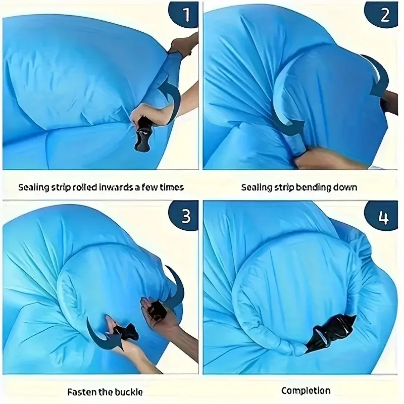 Portable Folding Single Air Sofa Outdoor Fast Inflatable Sofa Bed No Air Pump Required Beach Sleeping Bag Camping Picnic Partner thumbnail 5