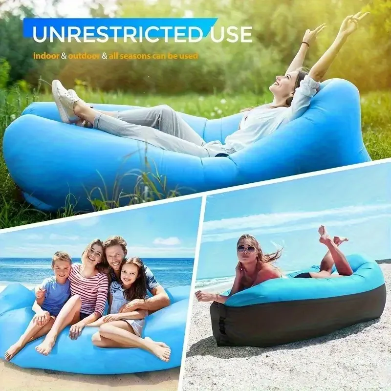Portable Folding Single Air Sofa Outdoor Fast Inflatable Sofa Bed No Air Pump Required Beach Sleeping Bag Camping Picnic Partner thumbnail 3