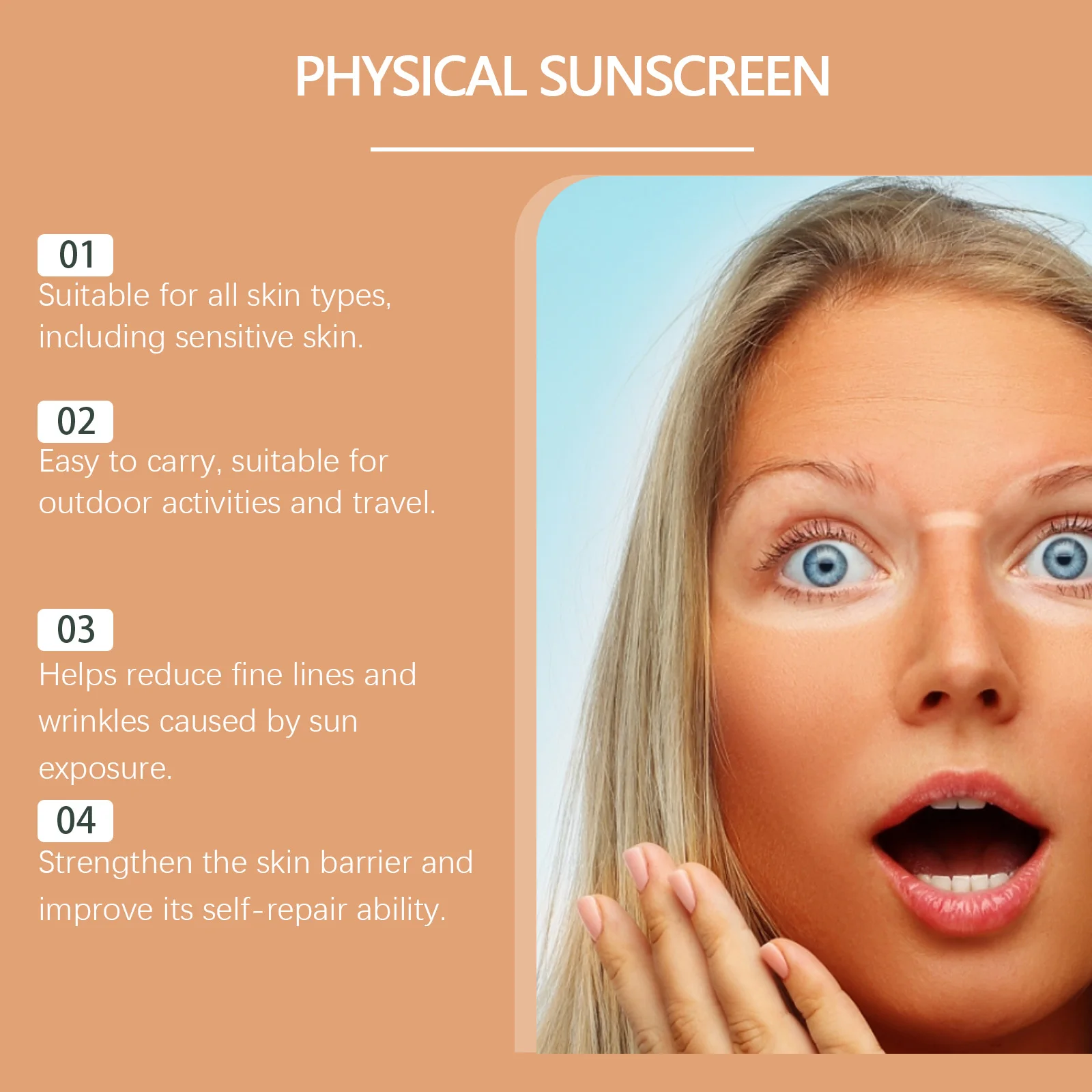 Deep Hydration Sunscreen Cream SPF 50+ UV Whitening Cream Korean Moisturizing Skin Care Tool for All Skin Type Cosmetics 30g thumbnail 5