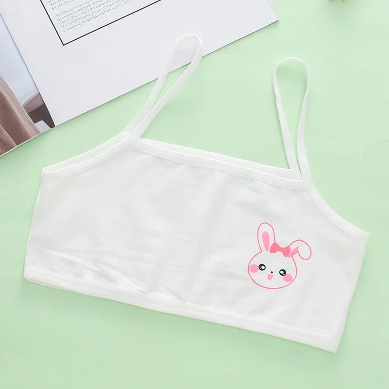 3 Pcs Children Girls' Vest Short Bras Lightweight Breathable Developmental Period Camisoles Cartoon Cotton Strapless Underwear thumbnail 3