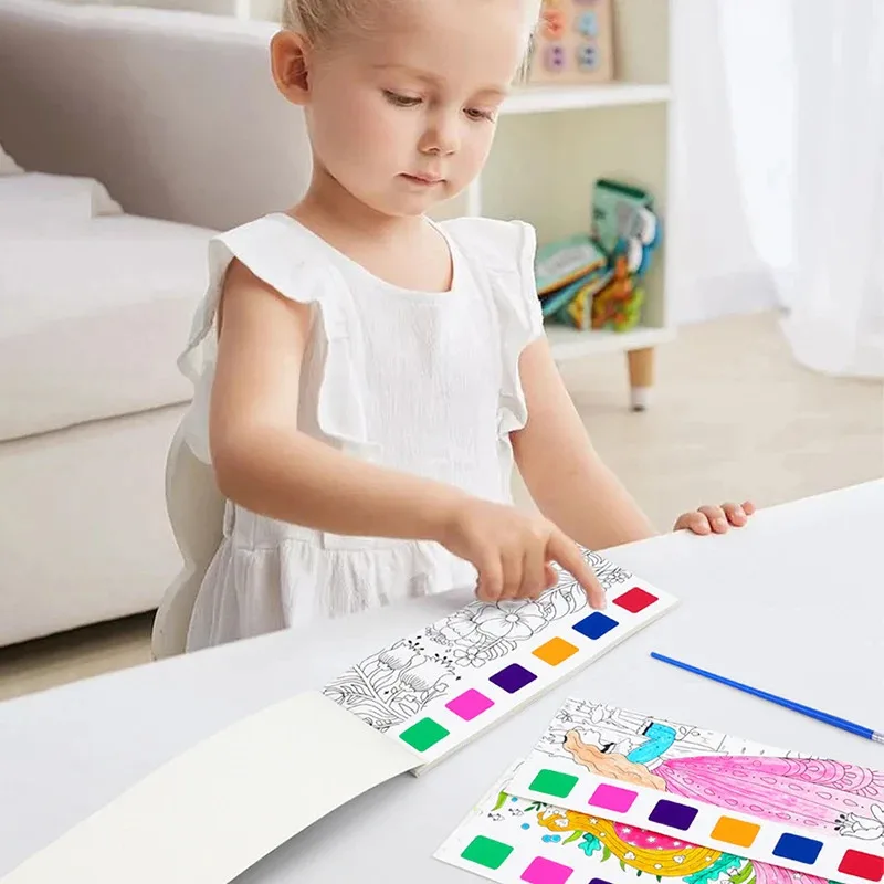 12PCS Kids' Magic Water Painting Book Set - Portable DIY Watercolors & Gouache, Children's Graffiti Coloring Drawing Kit thumbnail 4