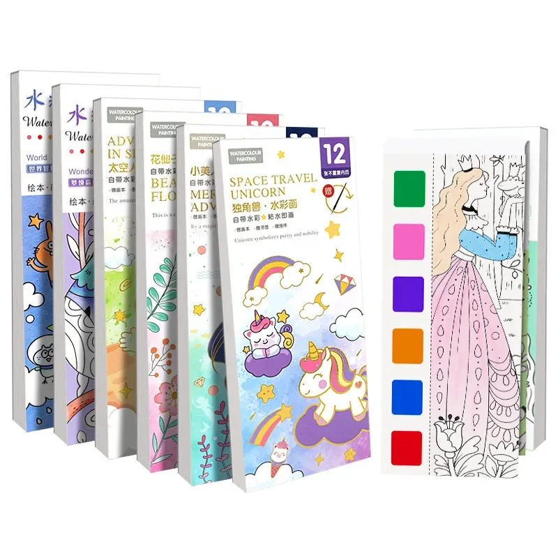 12PCS Kids' Magic Water Painting Book Set - Portable DIY Watercolors & Gouache, Children's Graffiti Coloring Drawing Kit thumbnail 6