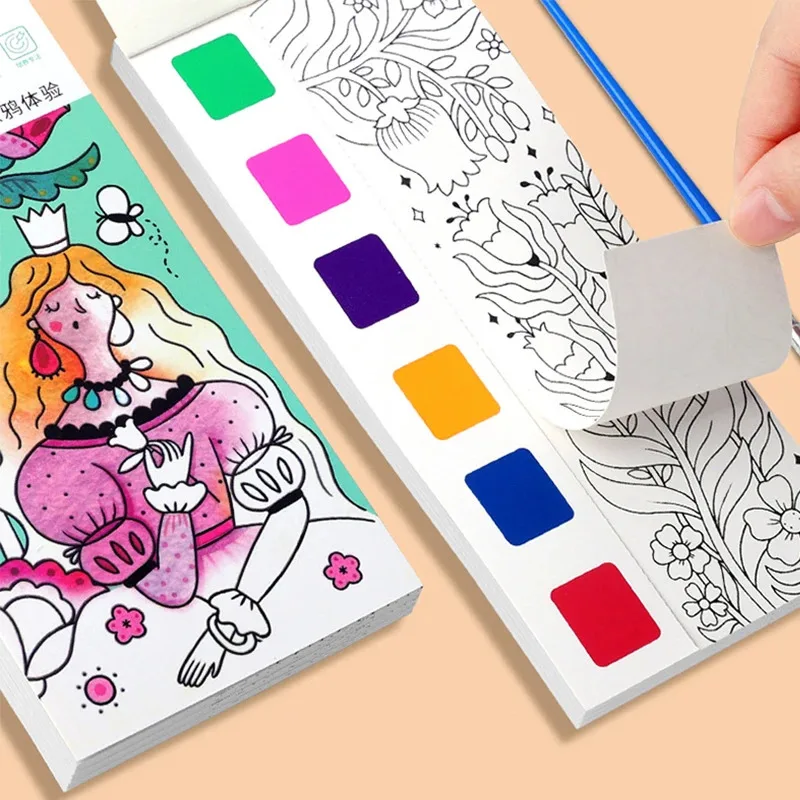12PCS Kids' Magic Water Painting Book Set - Portable DIY Watercolors & Gouache, Children's Graffiti Coloring Drawing Kit thumbnail 3