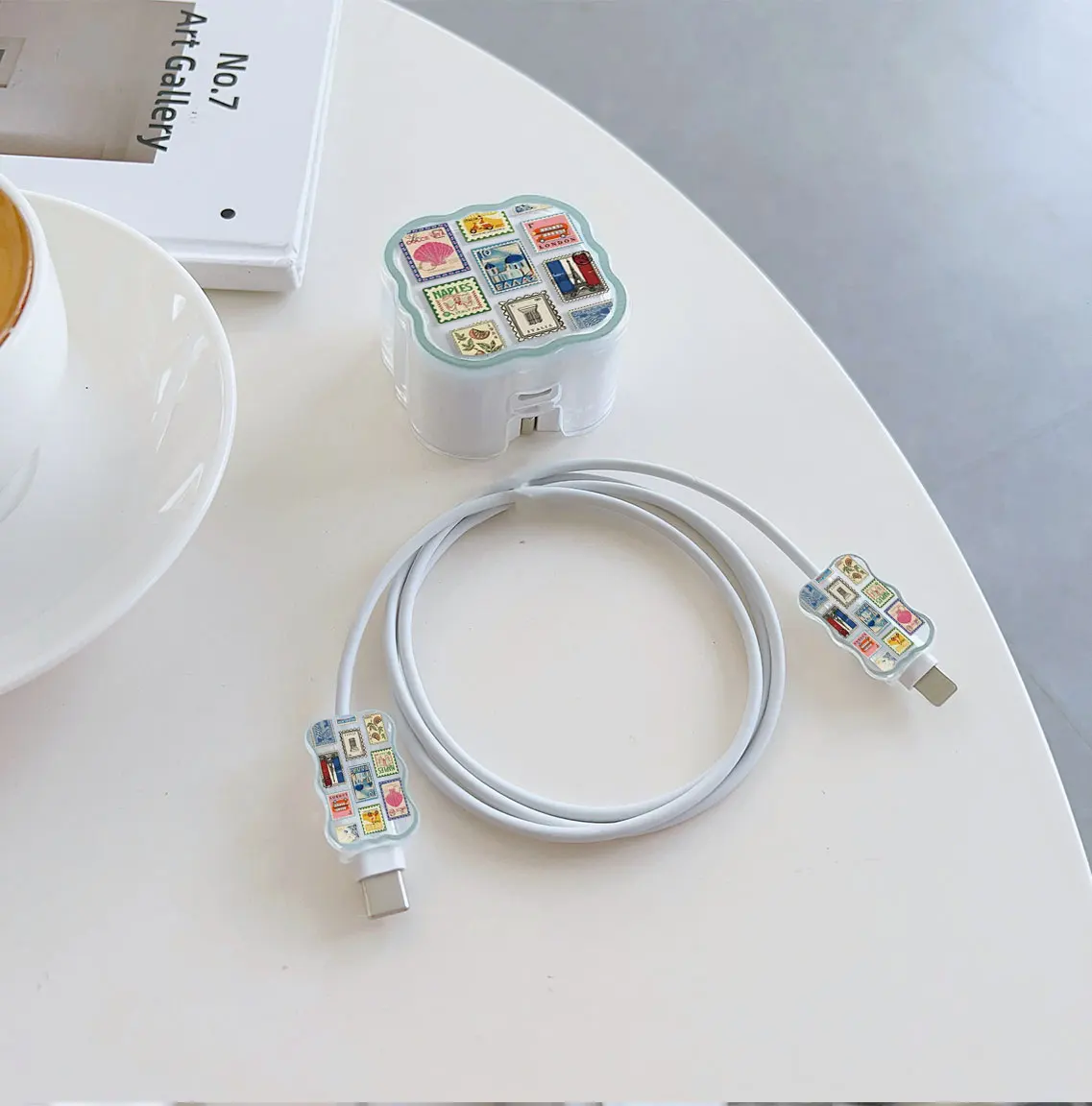 3-piece Set Wave Postage stamps Cable Protector for iPhone 20W UK HK Plug Charger Case Phone Wire Cord Organizers thumbnail 6
