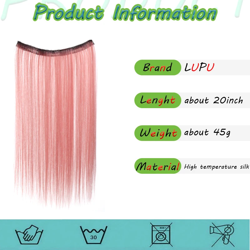 Women'S Clip-In Hair Extensions with Inner Layer Highlight, Double Color Hidden Dye Hairpiece thumbnail 2