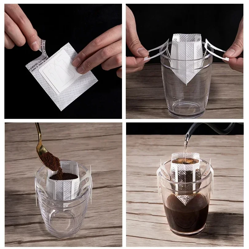 50/100pcs Coffee Filter Paper Bags Disposable Drip Coffee Bag Handle Hanging Ear Espresso Coffee Accessories Tea Tool thumbnail 3