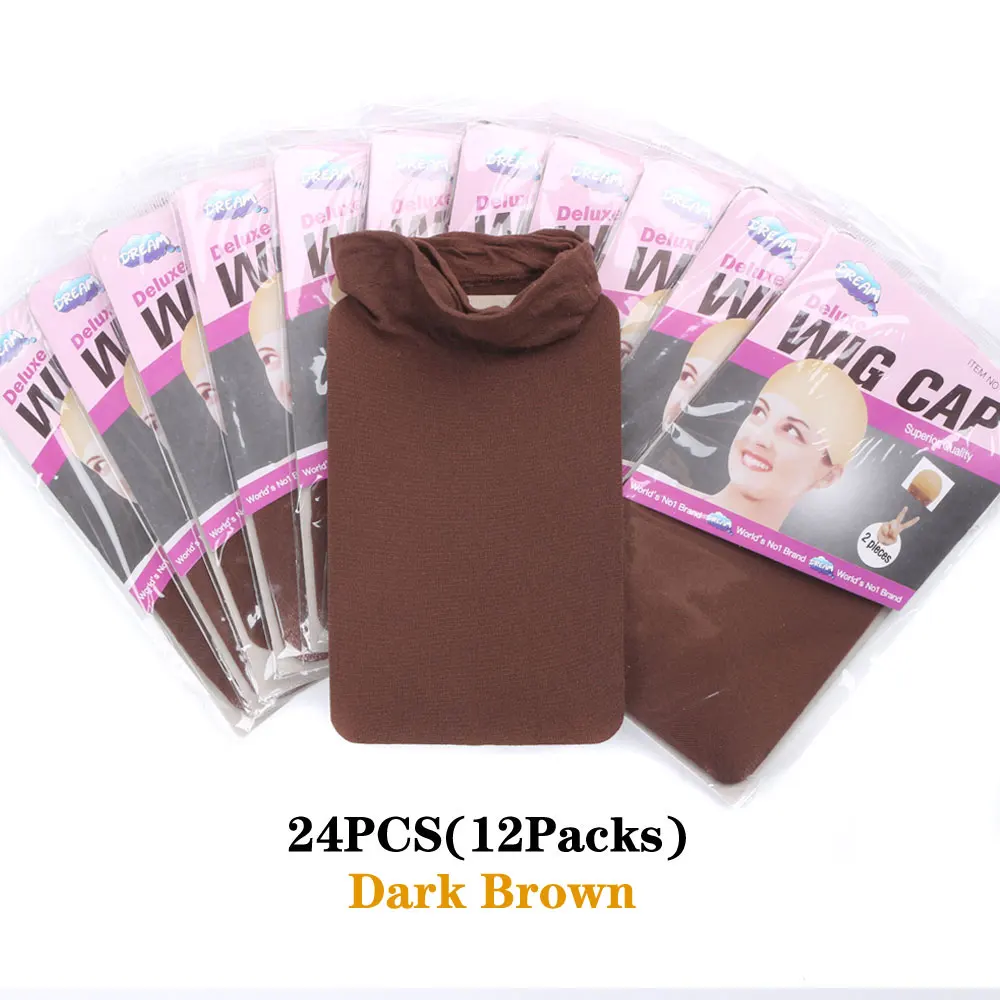 2/24Pieces (12 Packs) Wig Cap Fashion Stretchable Hair Nets 2Pcs/Pack Stocking Hair Cap Free Size Nylon Mesh Wig Net Free Size thumbnail 6