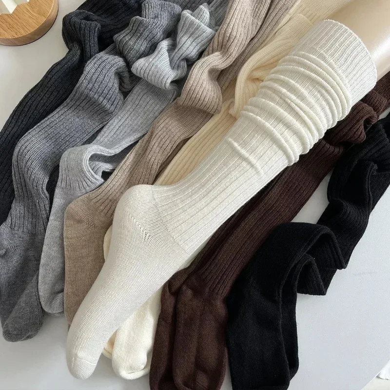 Spring Fall Knee High Stockings for Women White Vertical Stripe Long Socks Fashion Girls JK Skinny Boots Sock Japanese Style thumbnail 5