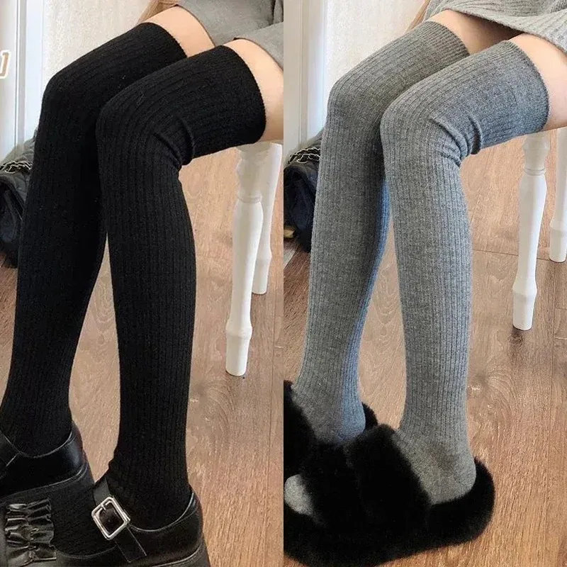 Spring Fall Knee High Stockings for Women White Vertical Stripe Long Socks Fashion Girls JK Skinny Boots Sock Japanese Style thumbnail 2
