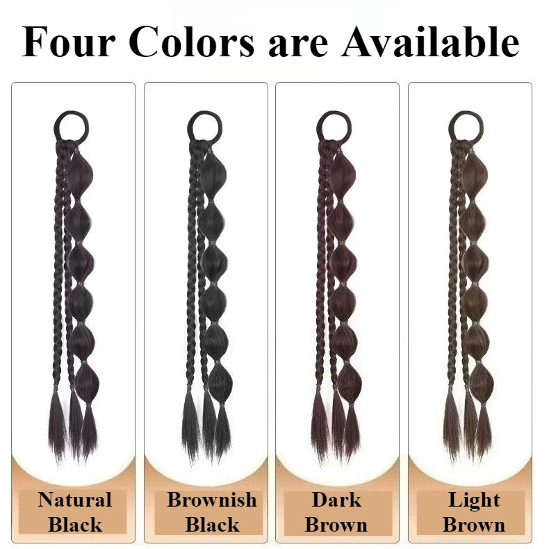 Bubble Braided Ponytail Synthetic Wig Extension Hair Accessories for Women with Hair Tie Braid Ponytail Boxing Twist Hair Pieces thumbnail 5