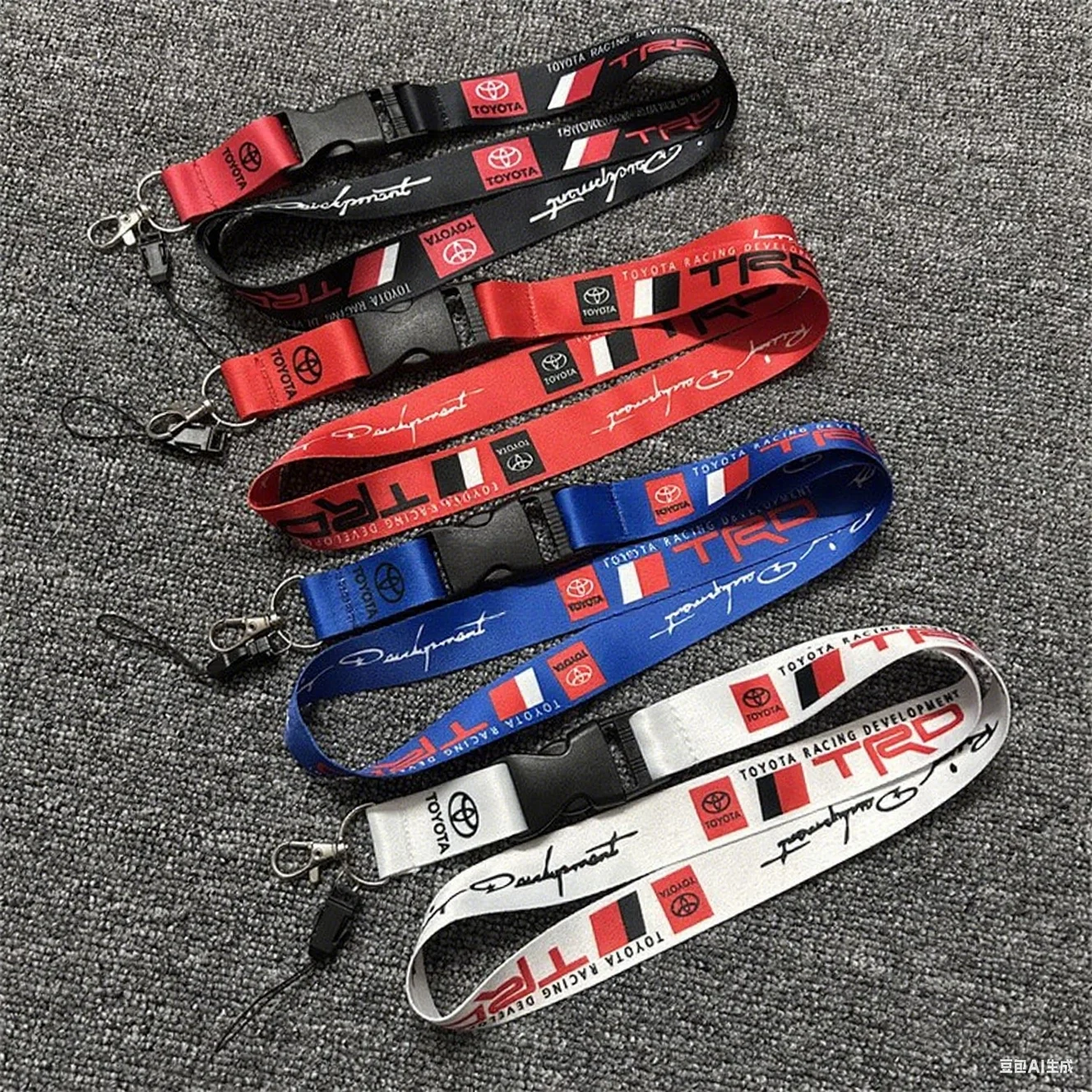 Durable Fabric Keychain Set with Wear Card & Lanyard for Toyota TRD RAV4 CH-R 4Runner Tundra Tacoma-Convenient Keyring Accessory thumbnail 2