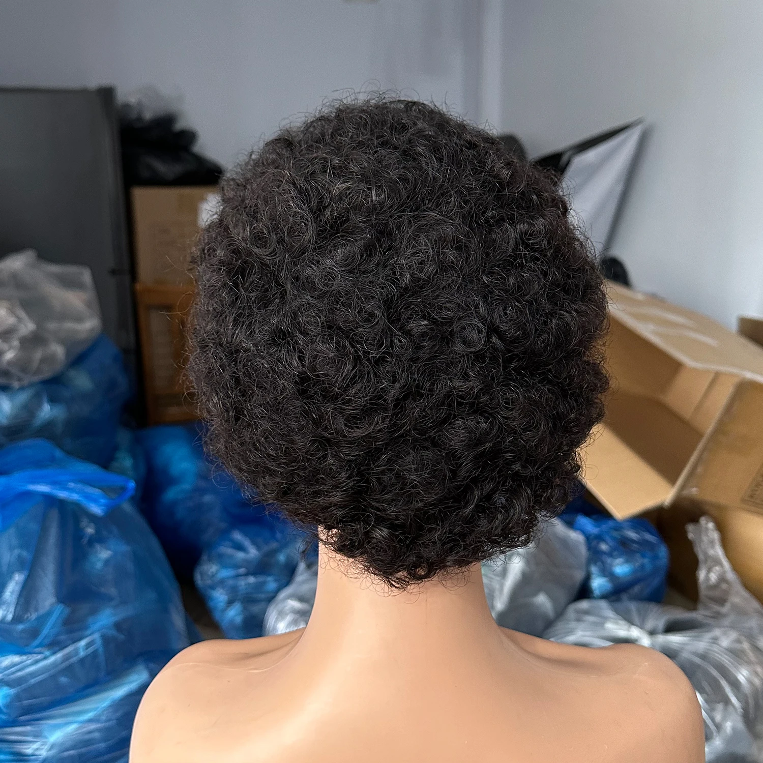 Brazilian Short Pixie Cut Wigs For Black Women Human Hair Afro Kinky Curly Wig African Curly Full Machine Made Wig thumbnail 2