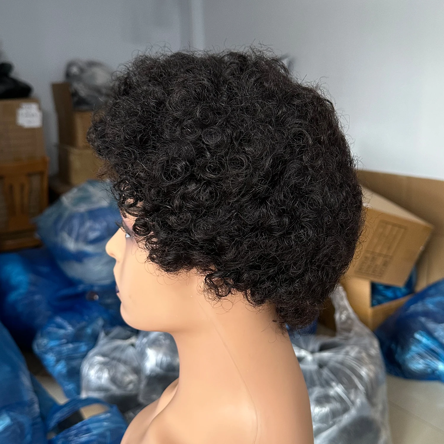 Brazilian Short Pixie Cut Wigs For Black Women Human Hair Afro Kinky Curly Wig African Curly Full Machine Made Wig thumbnail 3