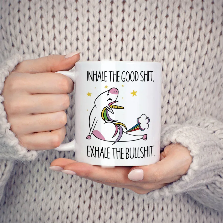 Unicorn Women's Gift Cup, Inspire Good Things, Dispel Negative Energy, Yoga Birthday Gift, Teacup thumbnail 2