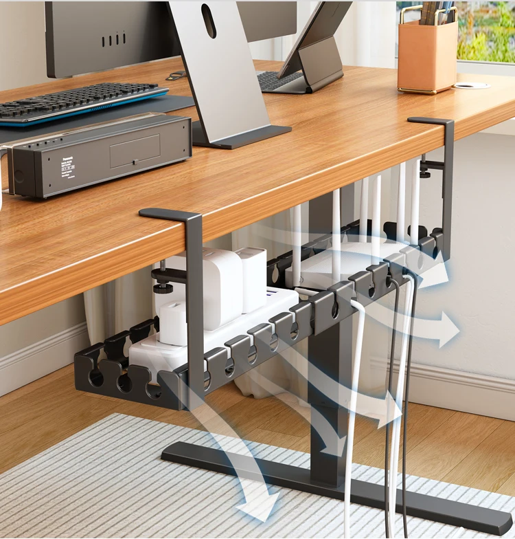 Under Table Storage Rack No Punching Metal Cable Management Tray Home Office Desk Wire Organizer Retractable Power Strip Storage thumbnail 4