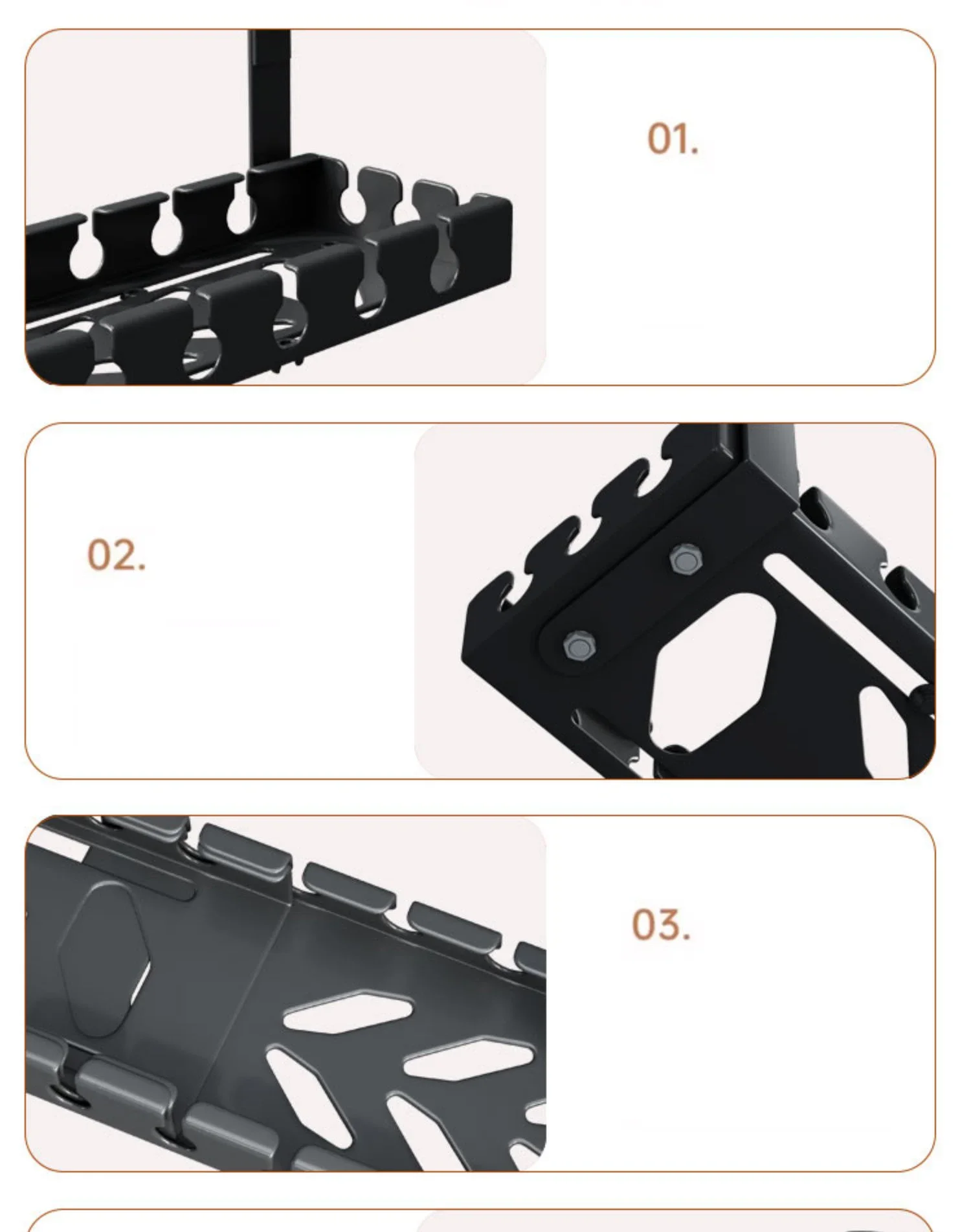 Under Table Storage Rack No Punching Metal Cable Management Tray Home Office Desk Wire Organizer Retractable Power Strip Storage thumbnail 5