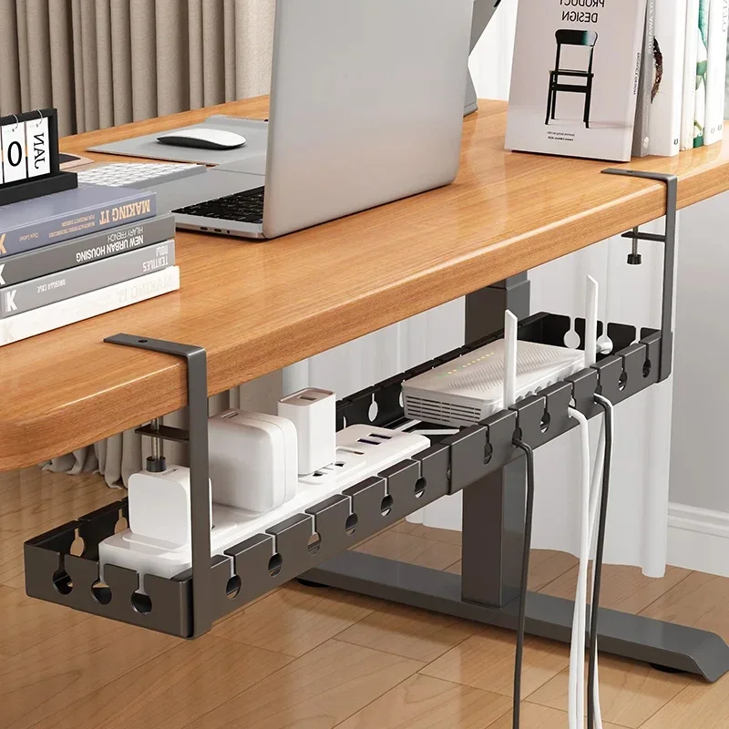 Under Table Storage Rack No Punching Metal Cable Management Tray Home Office Desk Wire Organizer Retractable Power Strip Storage thumbnail 2