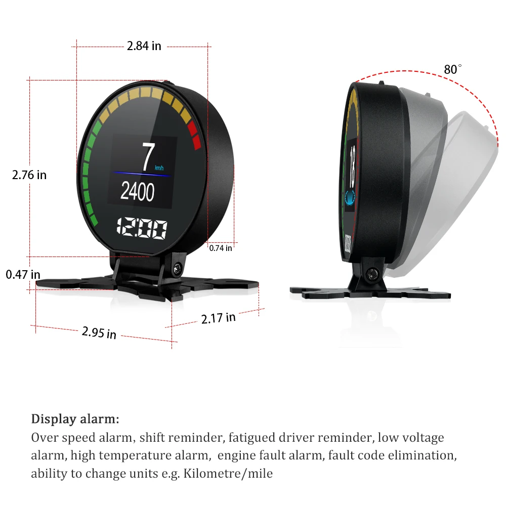OBDⅡ head-up display P15 Smart Digital Meter OBD2 Speedometer Voltage Boost Turbine Pressure Oil Water Temp Gauge Y03 GPS HUD thumbnail 5
