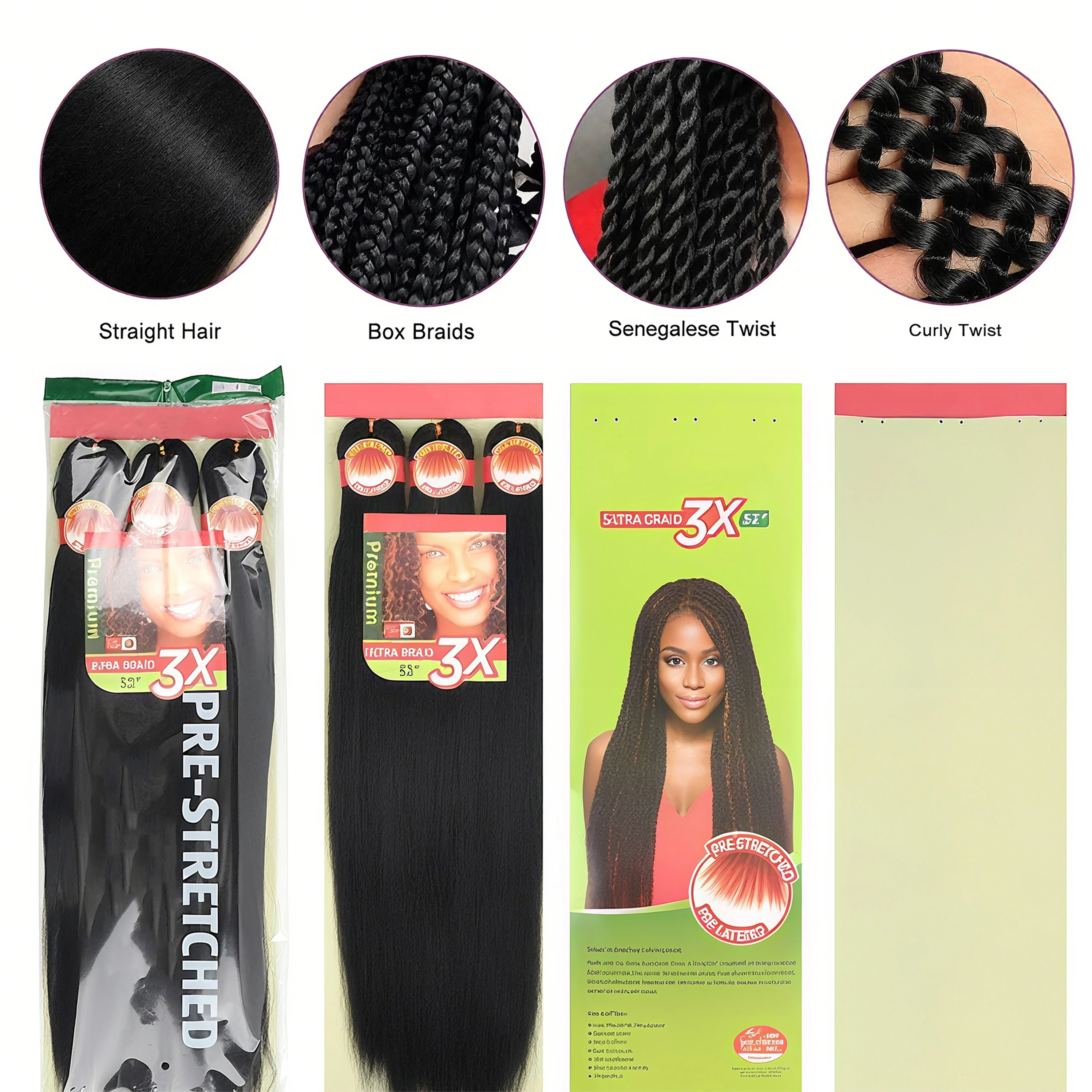 26 inch Fine Pack Prestretched Easy Synthetic Braiding Hair Extensions Kanekalon Jumbo Box Crochet Hair VEYDA Braiding Hair thumbnail 3