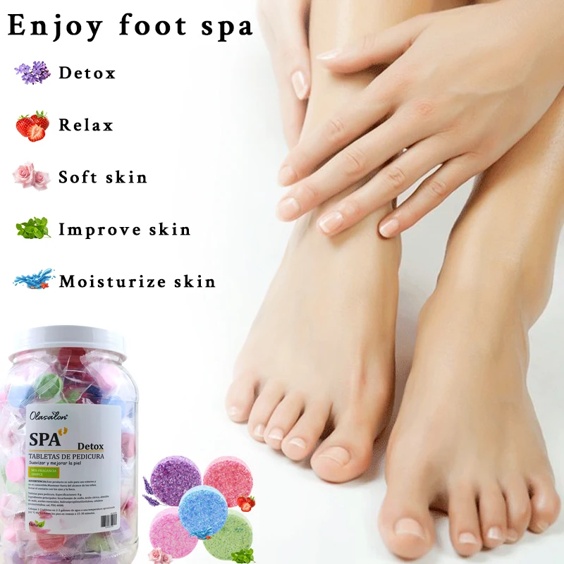 180/40pcs instant foot bath effervescent tablets essential oil bath salt spa foot care exfoliating soothing skin moisturizing thumbnail 3