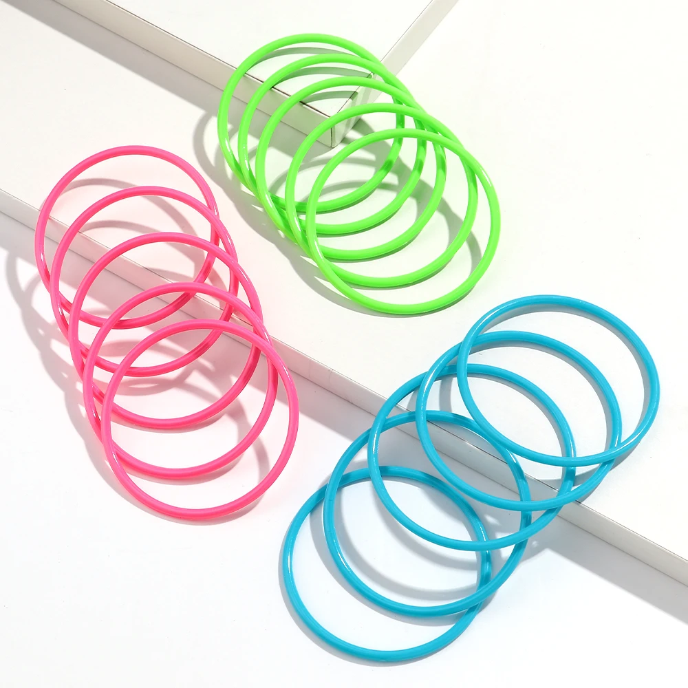 Trendy Acrylic Fluorescent Colorful  Round Geometric Bangles Bracelets Multi-colored Thin Stackable Bracelet Fashion Accessories thumbnail 2