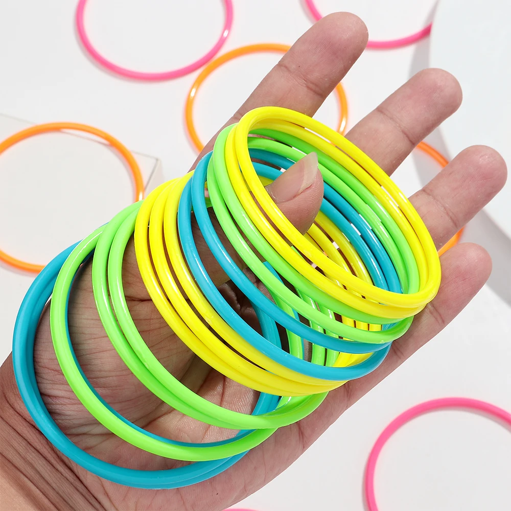 Trendy Acrylic Fluorescent Colorful  Round Geometric Bangles Bracelets Multi-colored Thin Stackable Bracelet Fashion Accessories thumbnail 6
