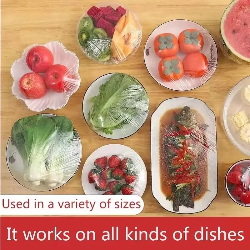 Colorful Disposable Food Cover Food Grade Fruit Vegetable Storage Bag Elastic Shower Cap Fruit Food Cover Fresh Keeping Bag thumbnail 2