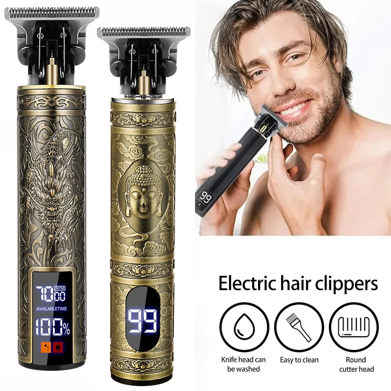Carving T9 Vintage Professional Electric Hair Cutting Machine USB Rechargeable Portable Shaver Trimmer For Beard Care Best Gift thumbnail 2