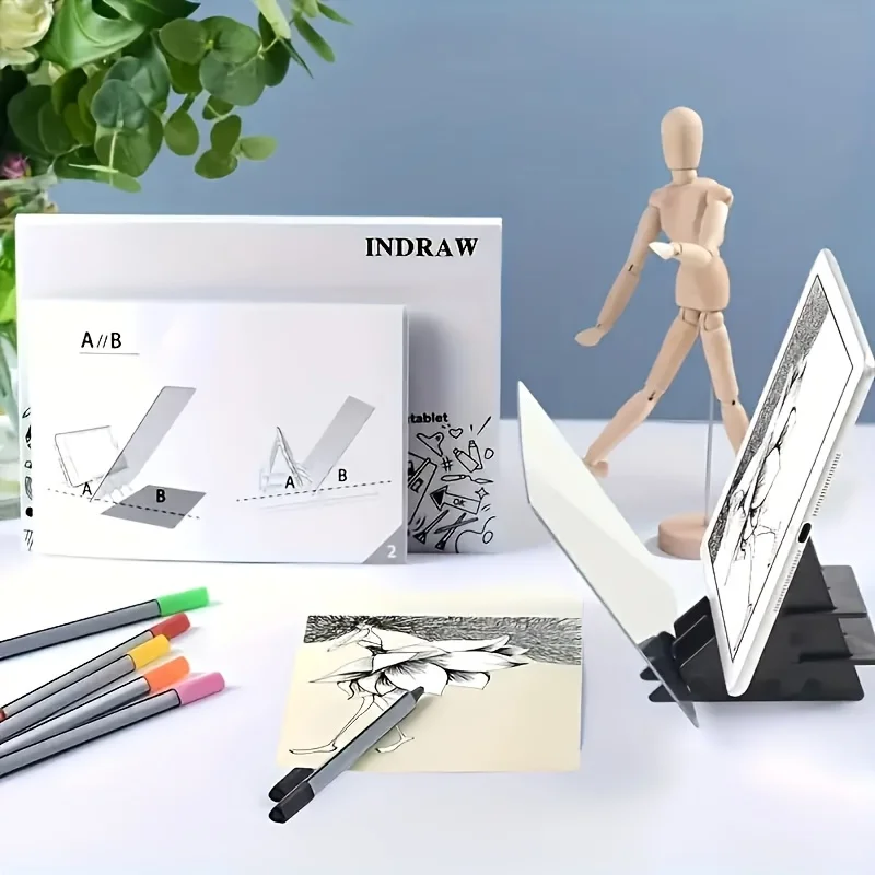 2pcs Transparent Drawing Board with Stand - 19.99cm Projection Screen,Tracing Light Box for Sketching Painting Art Craft thumbnail 5