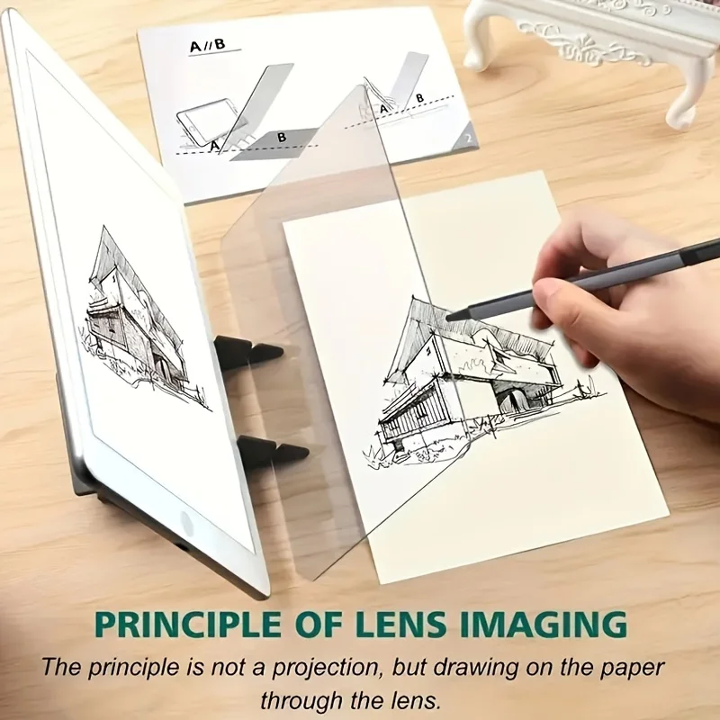2pcs Transparent Drawing Board with Stand - 19.99cm Projection Screen,Tracing Light Box for Sketching Painting Art Craft thumbnail 3