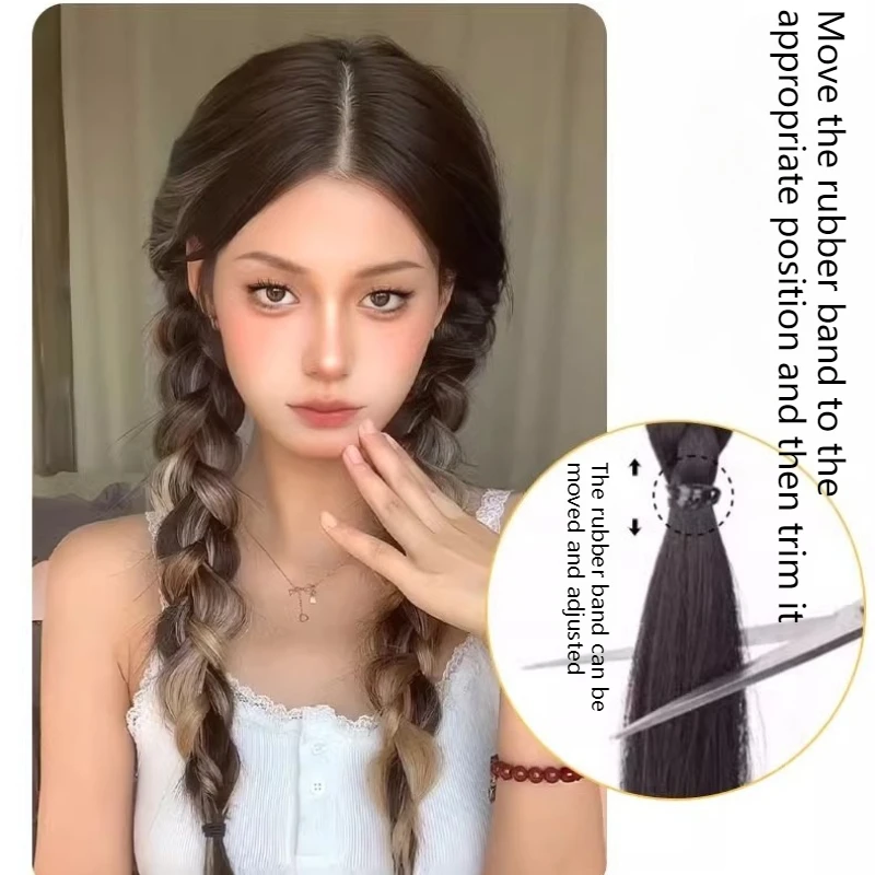 Synthetic Braided Ponytail Hair Extension with Rubber Band Natural Hair Pieces Braids Wig for Women Daily Wear Hair Accessories thumbnail 4