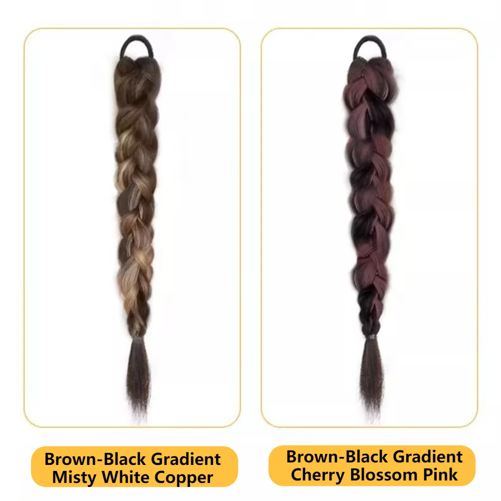 Synthetic Braided Ponytail Hair Extension with Rubber Band Natural Hair Pieces Braids Wig for Women Daily Wear Hair Accessories thumbnail 6