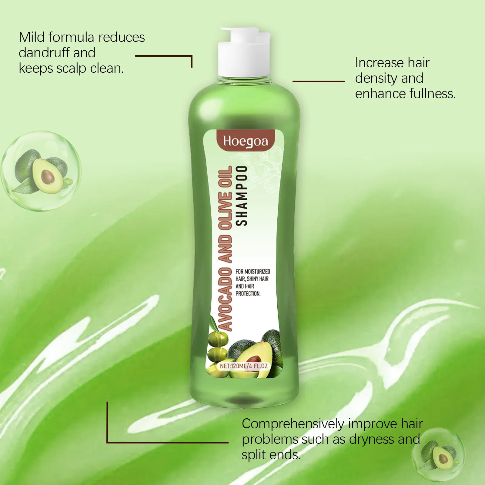 Hoegoa Avocado Oil Hair Care Set Improve Growth Thicken Deep Cleaning Plants Extract For Silky Hair Shampoo Conditioner Products thumbnail 4