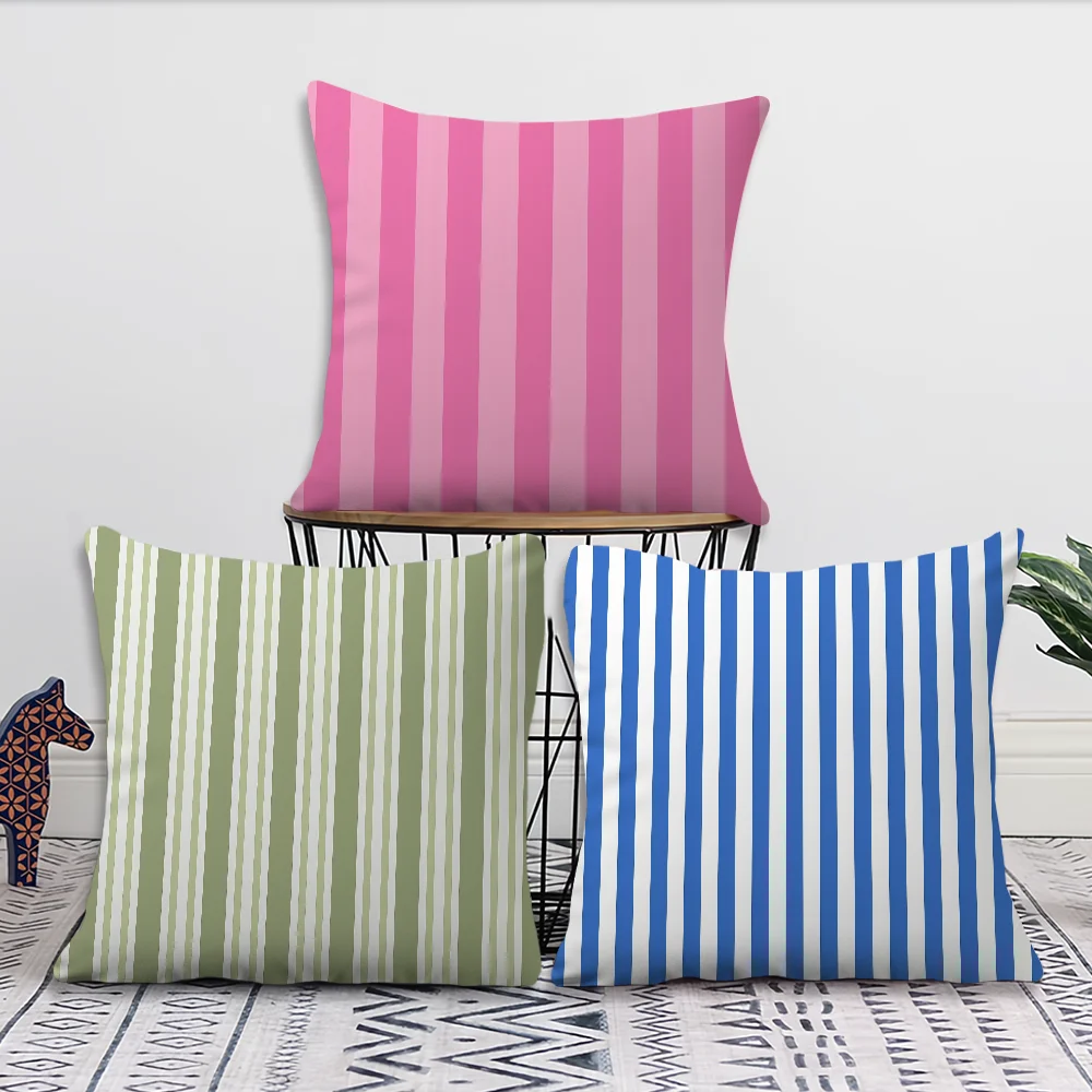 Fashion stripes design art pink color cushion cover soft Pillow Case for Sofa Living Room Home office Decor Protective Covers thumbnail 2